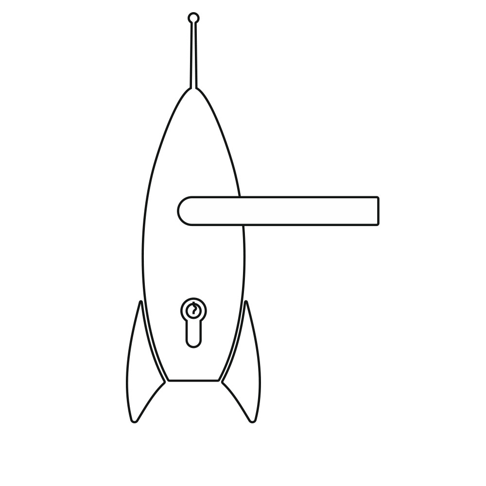 OGRO ZL Laser, Rakete Türschild Illustration