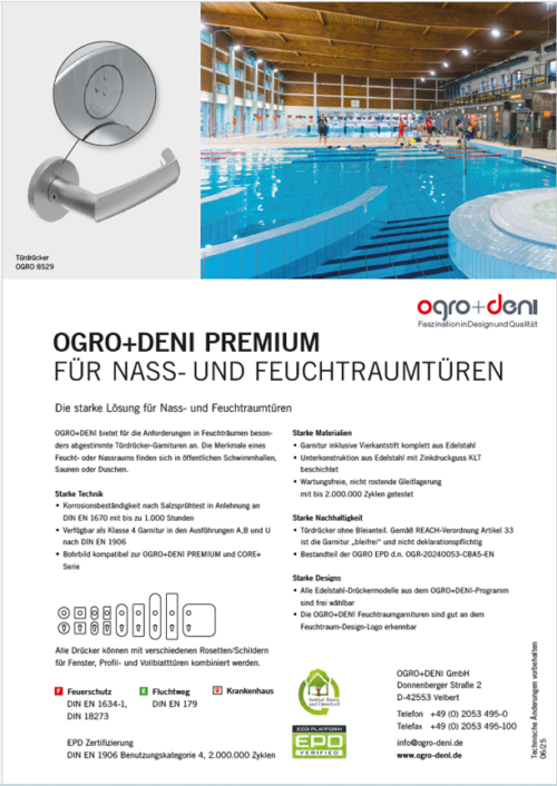 OGRO+DENI PREMIUM  Für Nass- und Feuchtraumtüren